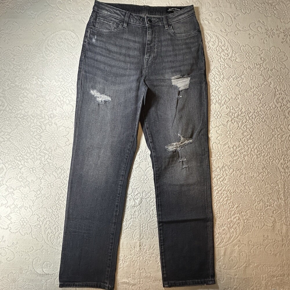 Buffalo David Bitton Weare Denim High Rise Straight Leg Distressed Jeans W31